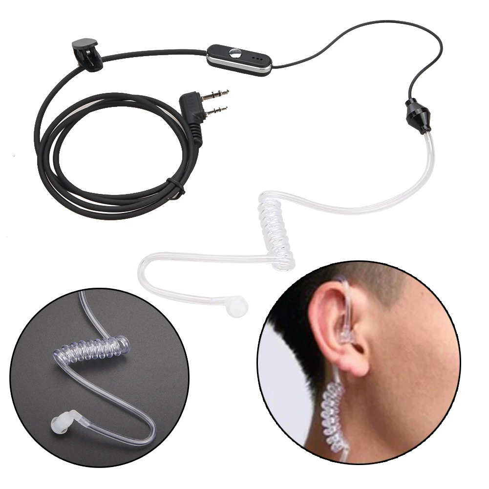 Гарнитура 2 pin Air Tube Earpiece PTT MIC Covert для акустической трубки наушников радиостанций