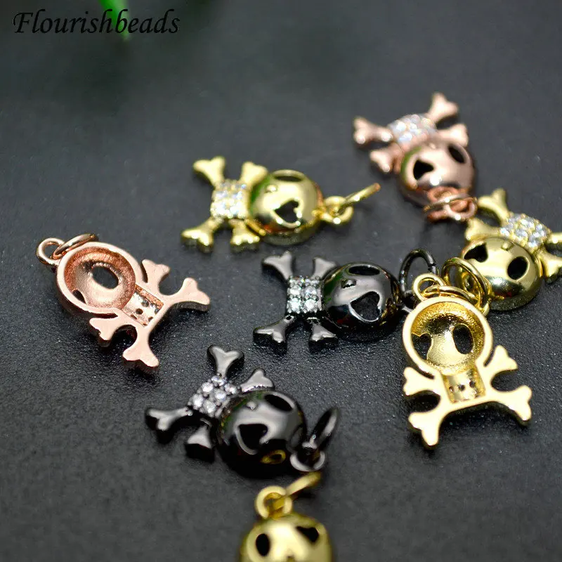 

Unique Paved Real CZ Zircon Beads Skull Shape Charms DIY Jewelry Makings Cute Bracelet Charms Necklace Pendant Choker 20pcs