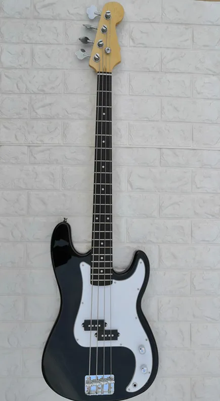 Электрическая бас гитара P 4 строки Черный цвет клен гриф белый накладкой дизайн.