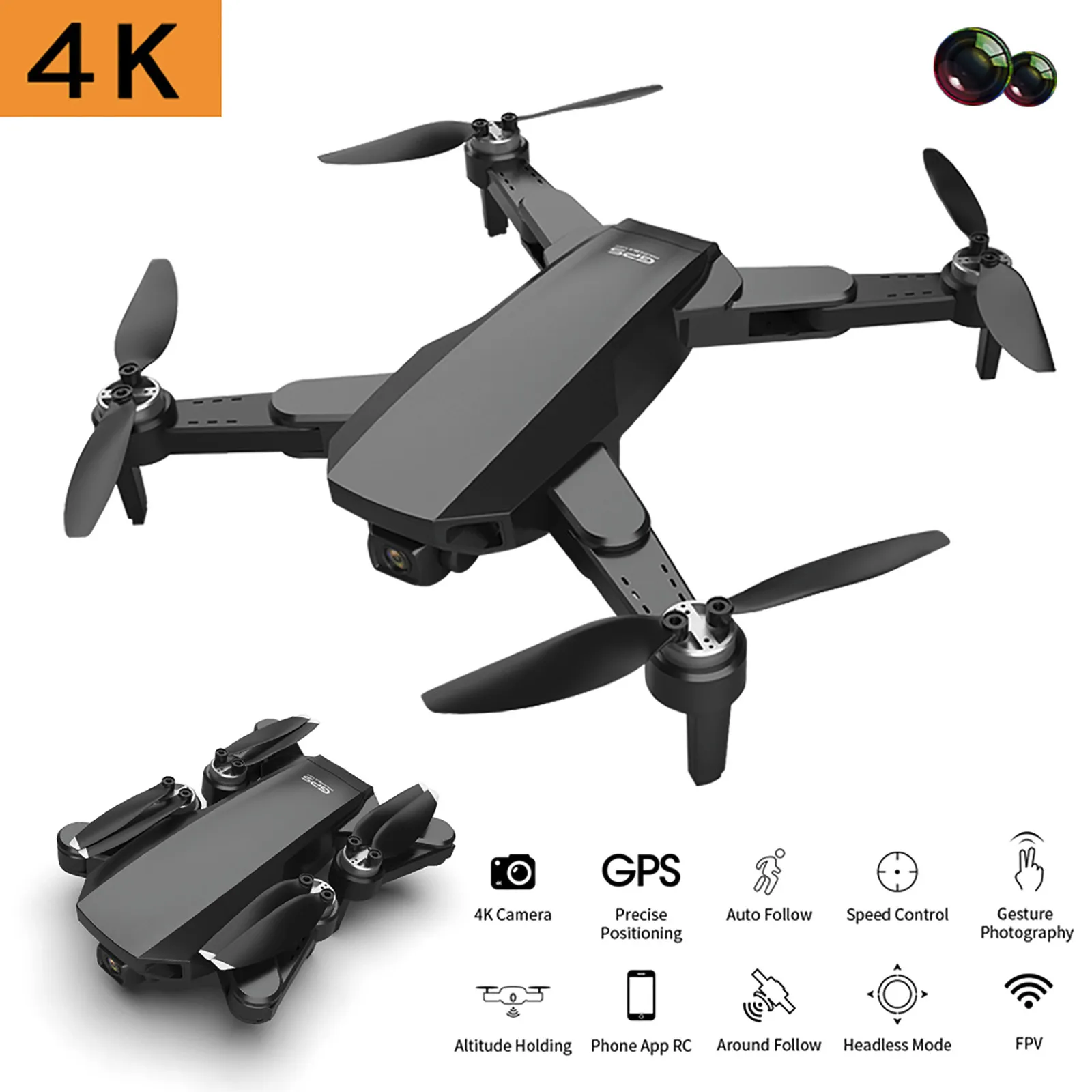

S19 Mini GPS UAV 4K Dual High Definition Camera Professional Aerial Brushless Motor Foldable Four Axis Aircraft