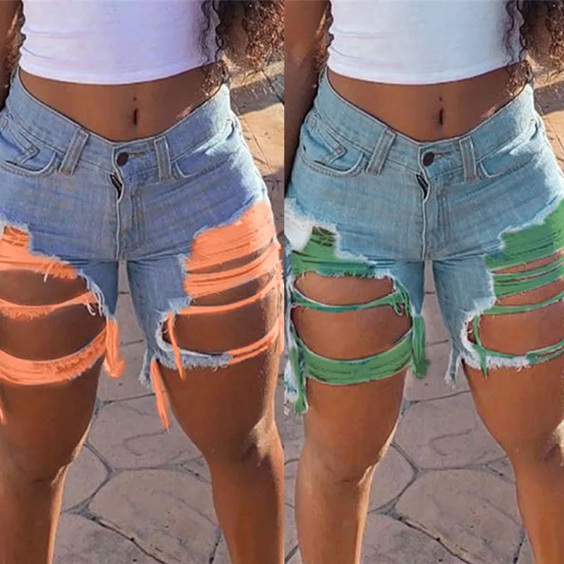 

Women Fashion Elegant Denim Shorts Zipper Solid Tassel Splicing Denim 2021 Summer Plus Size 5XL Sexy Women Shorts
