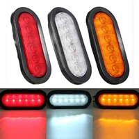 1 Pair 6 LED Oval Stop Turn Signal Tail Light Lamp Multi-function Clear Lens For Truck Trailer Tractor Semi-trailer Dump