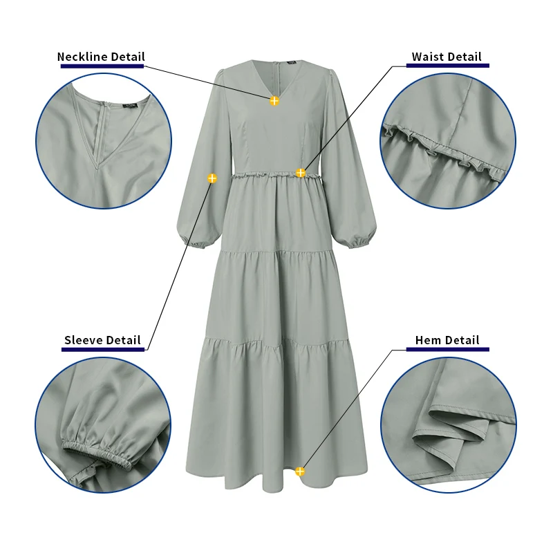 

Women Dress 2021 VONDA Summer Sundress Women Vintage V Neck High Waist Party Dresses Midi Vestidos Femme Sundress S-5XL