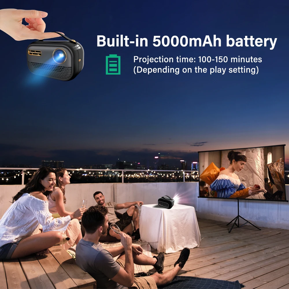 Everycom D023 DLP Android 8 1 4K мини-проектор 5000mah аккумулятор 5G WIFI Bluetooth Led Pico карманный
