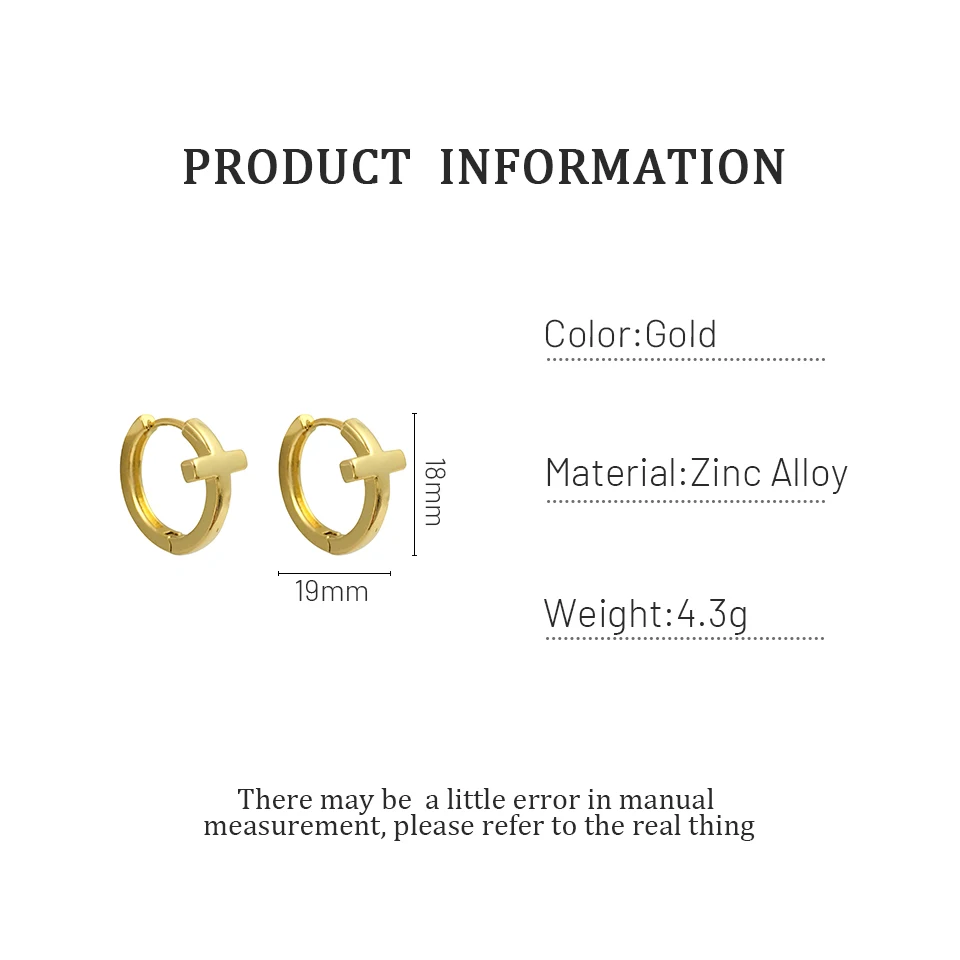 

Monlansher Stylish Delicate Geometric Cross Round Hoop Earrings Gold Color Metal Earrings for Women Minimalist Earrings Jewelry