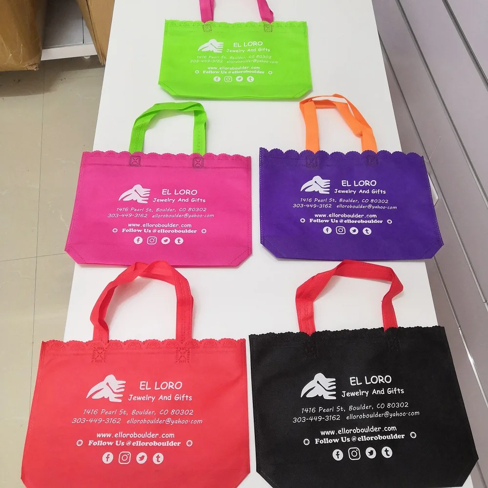 Оптовая Продажа 1000 шт./лот красочные нетканые сумки для покупок с логотипом на