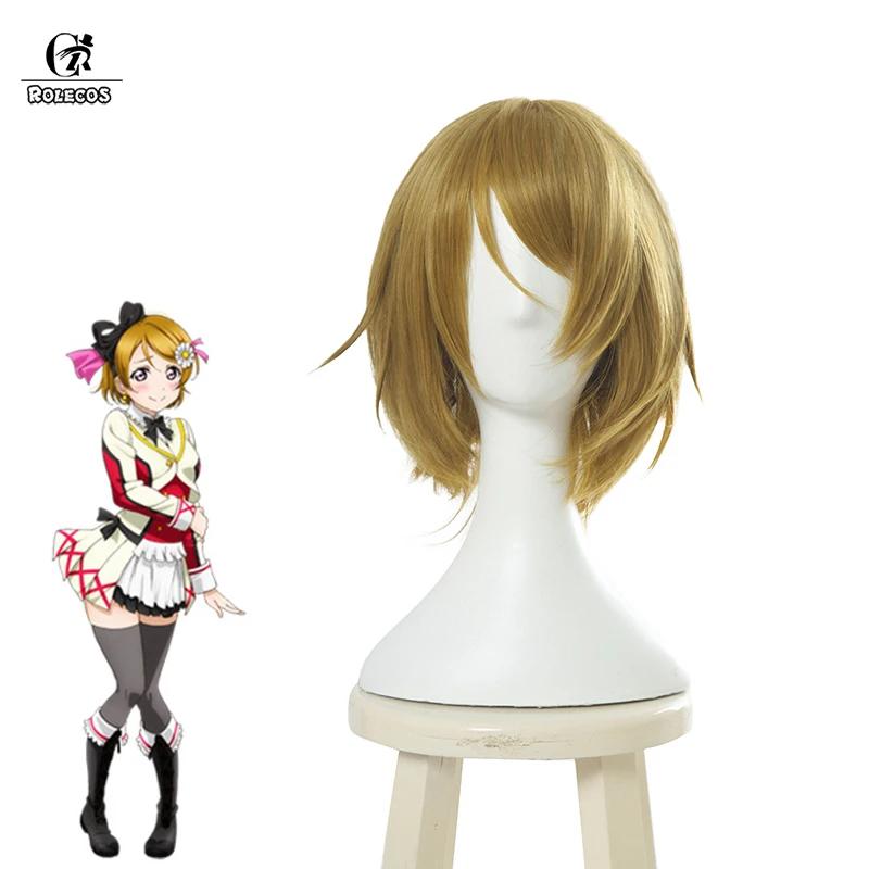 Парик для косплея Hanayo Koizumi ROLECOS Lovelive головной убор 30 см короткий золотой парик
