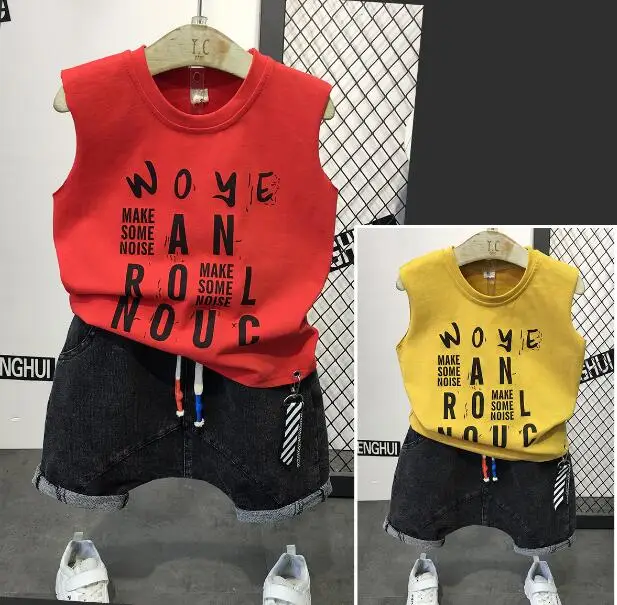 

2020 2pcs Summer Baby Boy Children Causal Letter Printing Suit T-shirt + Shorts Boys Clothes Kids Clothes sets 2-7