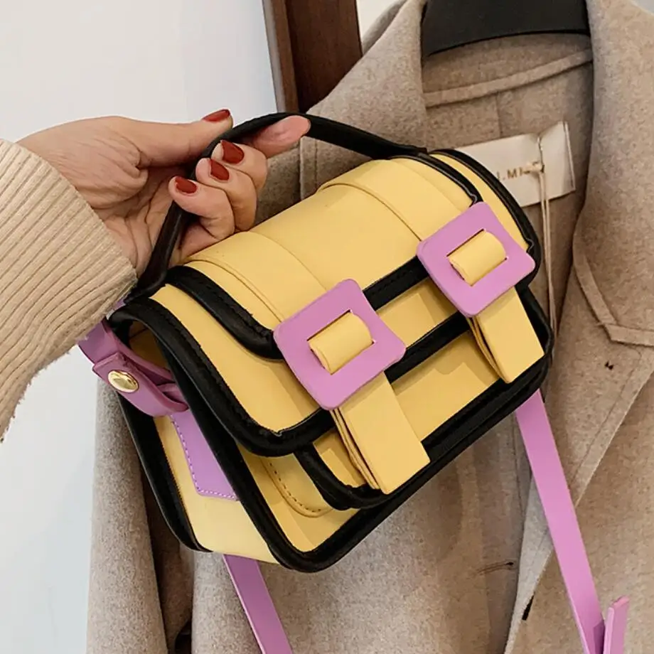 

Contrast Color Cambridge Bag Luxury Brand Tote Bag 2021 New High-quality PU Leather Women's Handbag Small Shoulder Messenger Bag
