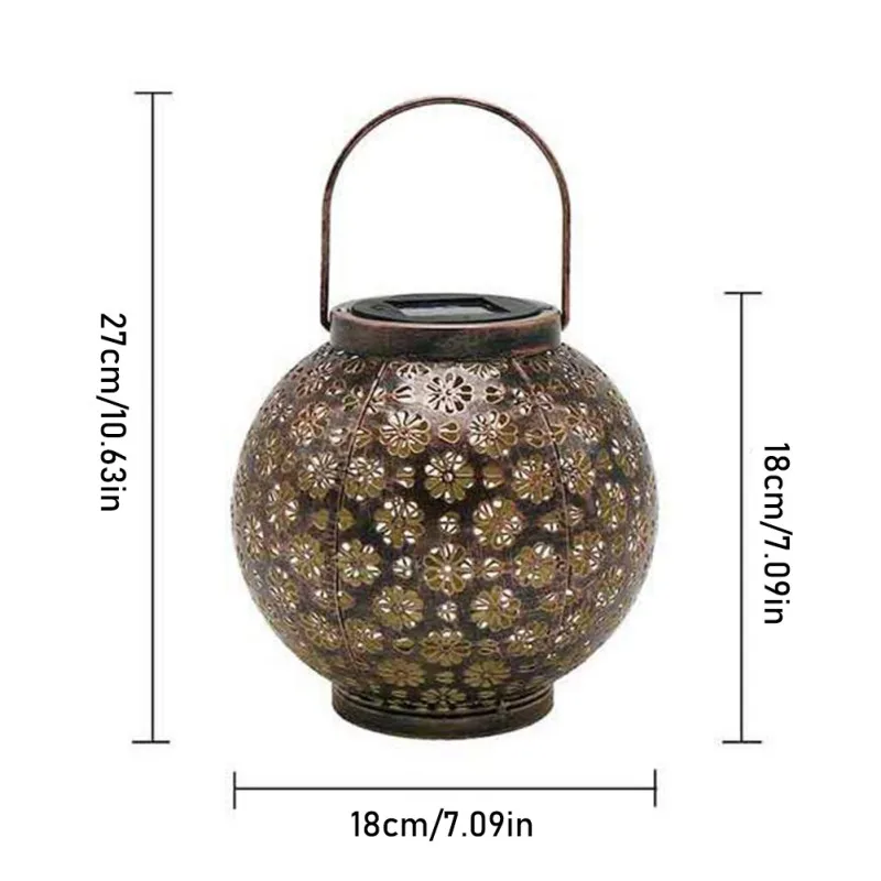 

Solar Iron Art Projection Lamp Hollow Lantern Retro Lamp With Handle Garden Christmas Outdoor Decoration