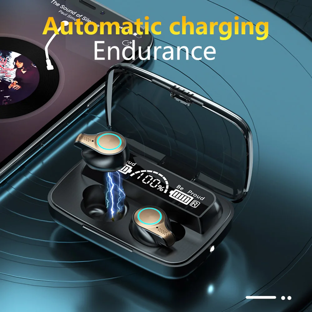 

TWS Bluetooth-compatible 5.1 Earphones 2000mAh Charging Box Wireless Headphone Sports Waterproof Headsets With Microphone