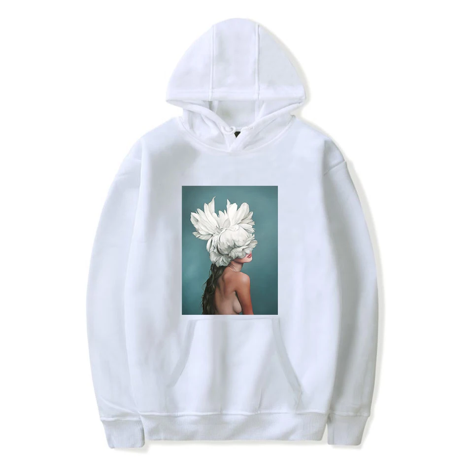 

Женская хлопковая толстовка с капюшоном, с цветочным принтом