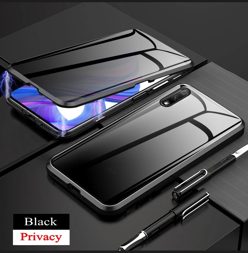 Черный Защитный Магнитный чехол для huawei P30 P20 Pro, двусторонний металлический бампер из закаленного стекла, чехол для huawei mate 20 - Цвет: Черный