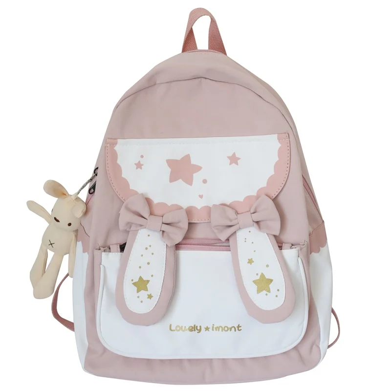 

Cute Rabbit Backpack Primary School Students Cute School Bag Female Ins Korean Harajuku Wild Girl Soft Sister Backpack Backpack