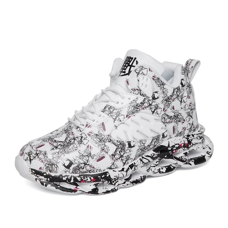 Кроссовки мужские высокие в стиле хип-хоп массивные сетчатые с высоким берцем и