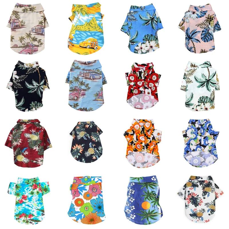 Летняя одежда для собак куртка футболка с цветочным принтом и кошек гавайский