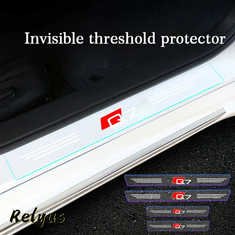 

4Pcs Car Threshold Cover Door Sill Protector Stickers Transparent Paint Protection Film For Audi Q7 4MB SUV Quattro Accessories