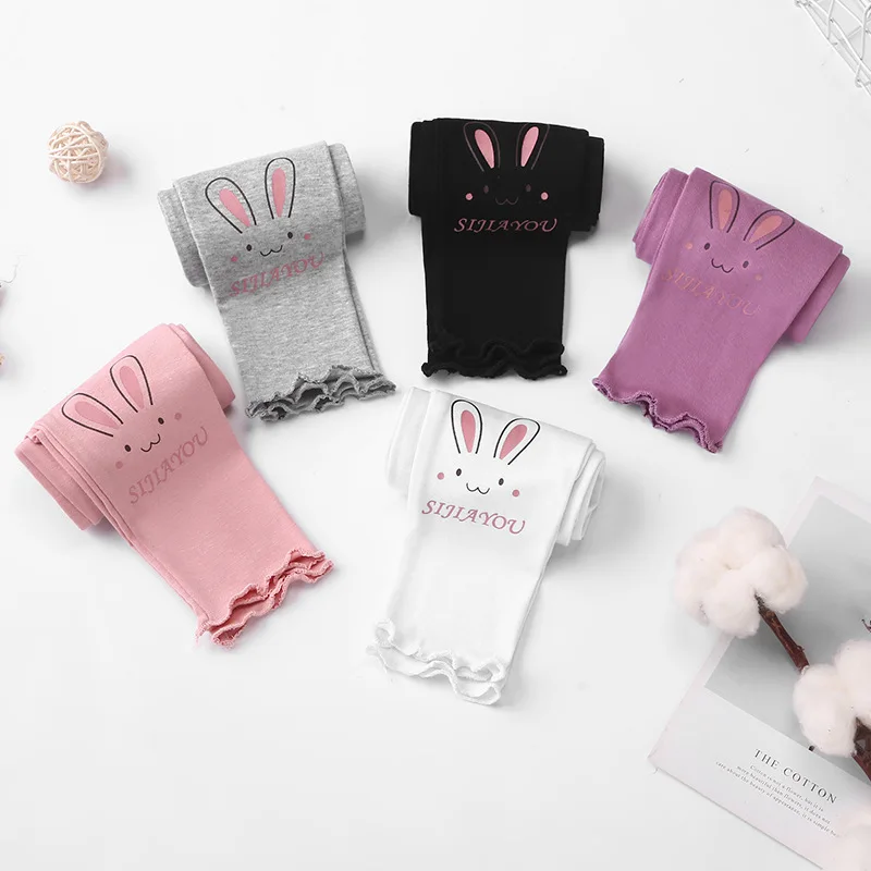 

Spring Autumn New Girls Leggings Modal Cute Cartoon Long Pants Kids Girls Slim Trousers Solid Pants Children Leggings Trousers