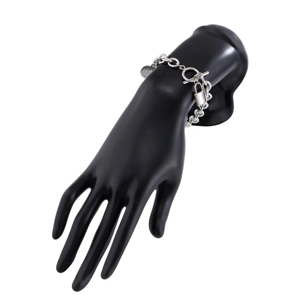 

Boho 2021 Silver Color Charm Chain Bracelets For Women Men Stainless Steel Toggle Clasp Lariat Lock Pulseras Mujer Moda Jewelry