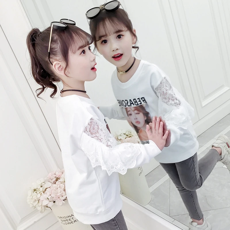 Детские свитшоты хлопковые топы для девочек блузка с длинными рукавами милые