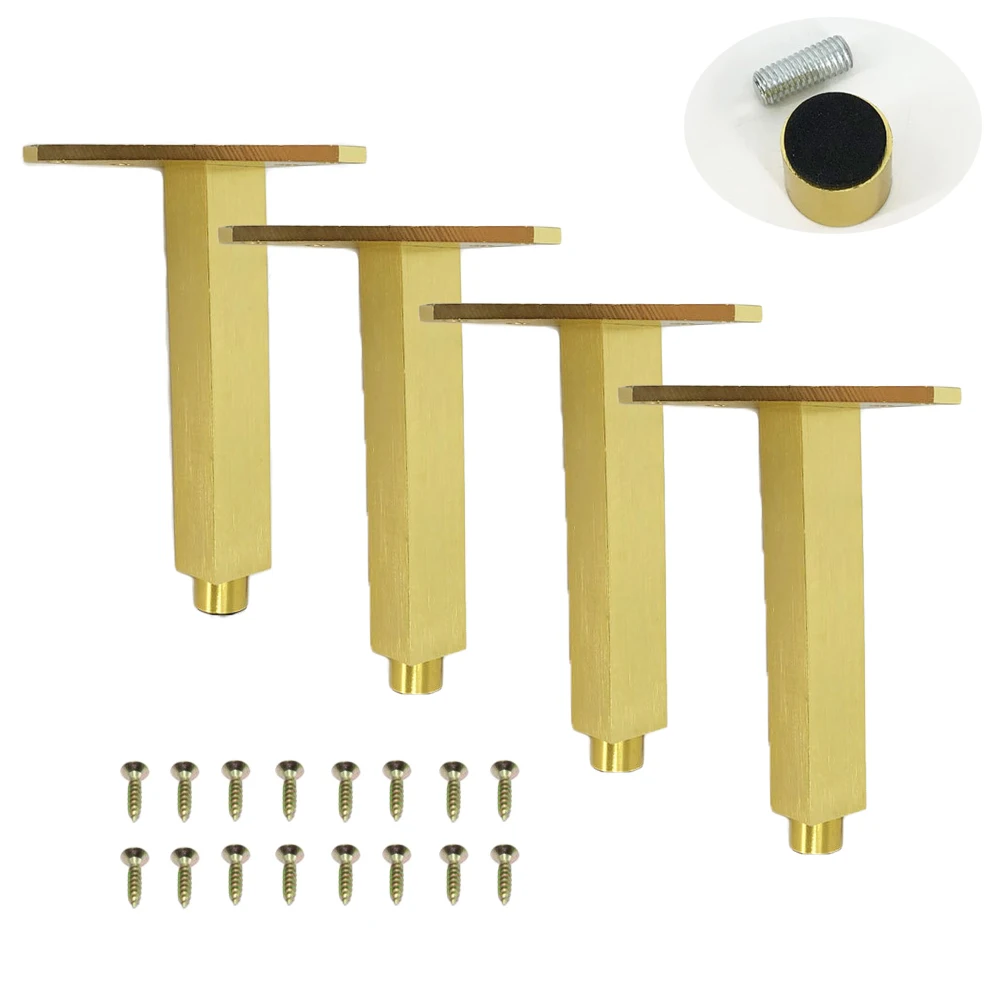 

1/2/4 Pack Multi-size Aluminum Alloy Furniture Leg Adjustable Metal Furniture Legs, As Replacement For Sofa Legs Brushed Gold