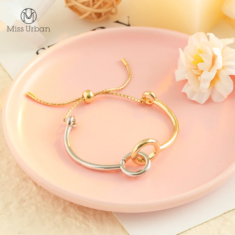 2021 новый простой дизайн золотистого и серебристого цветов Цвет браслет для