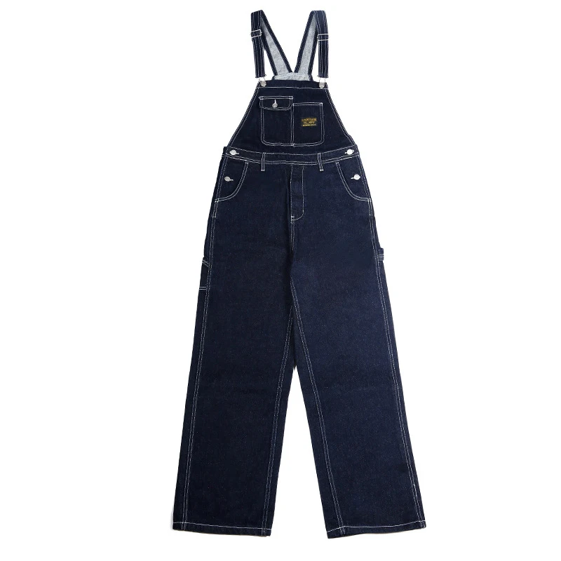 

Ok9902 Straight Denim Overalls Jumpsuit Men Casual Retro Street Style Striped Cowboy Washing Sleeveless Multi-Pocket Playsuit