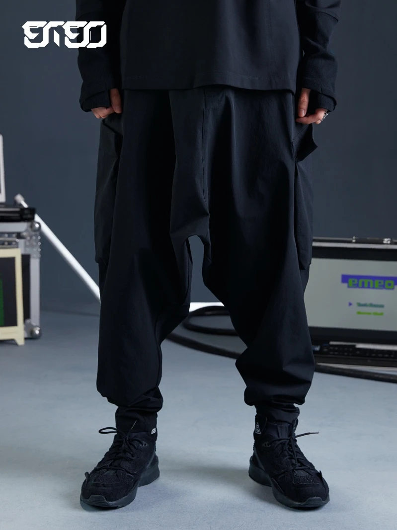 

Japanese trendy men's trend pocket harem pants men's hip-hop loose casual overalls trousers Plus size 27-42