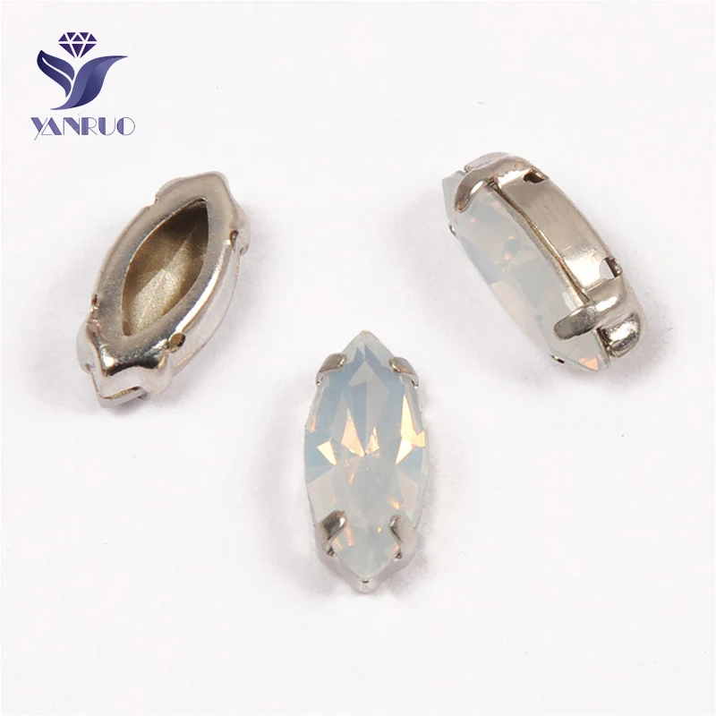 White Opal Yanruo 4200 забавные маркизы с камнями K9 Глаза Лошади Стразы заостренные сзади Стразы все для шитья - Цвет: White Opal