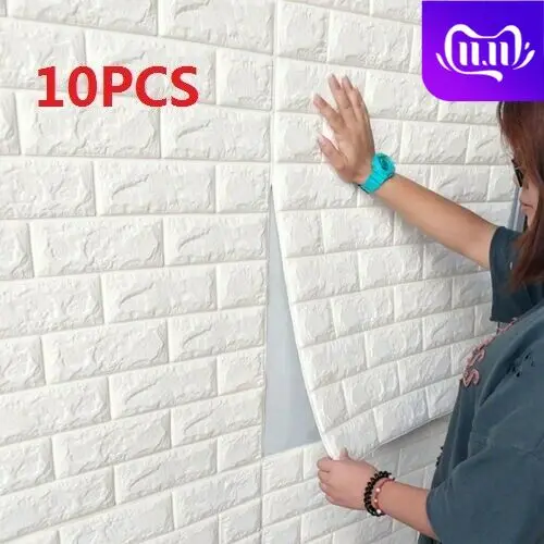 

3D Brick DIY Wall Sticker Self-adhesive Waterproof Panels Wallpaper Decal 3D Brick Pattern PE Foam Wall Sticker Room Decoration