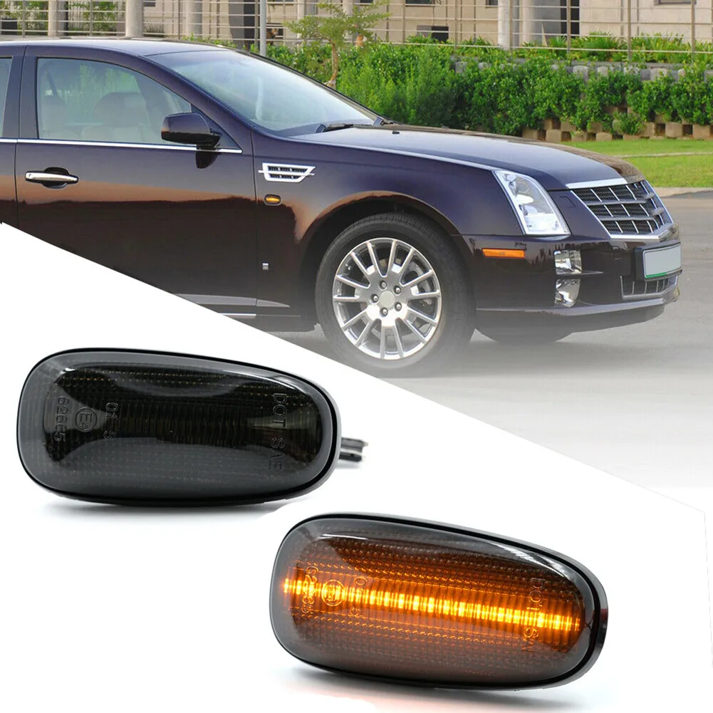 

Smoked LED Fender Side Marker Signal Repeater Lamp For 05-11 Cadillac STS STS-V Amber LED Front Fender Side Signal Light