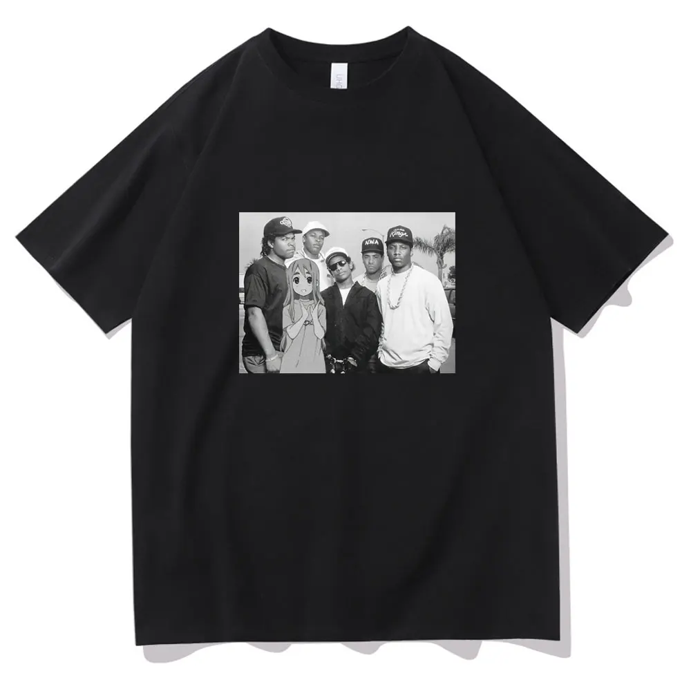 

Mugi S New Crew Print Tshirt Summer Rapper Tops Shrink-proof Cotton T Shirt Men Women Hip Hop T-shirt Design Japan Anime Tee