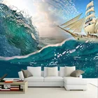Пользовательские обои 3D морская волна парусная лодка фото настенные фрески гостиная ТВ диван спальня столовая домашний декор настенная живопись фреска