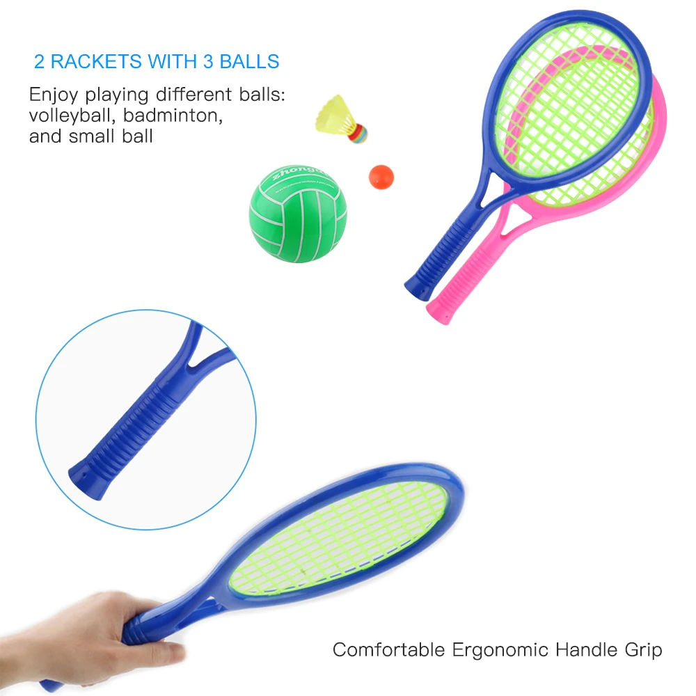 3 в 1 детский мяч для игры бадминтон набор с 2 ракетами чистый волан волейбол