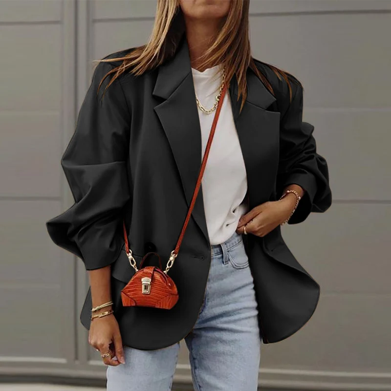 

2022 VONDA Women Autumn Lapel Collar Button Up Suit Blazer Ladies Long Sleeve Coats Veste Casual Solid Color Elegant Coats