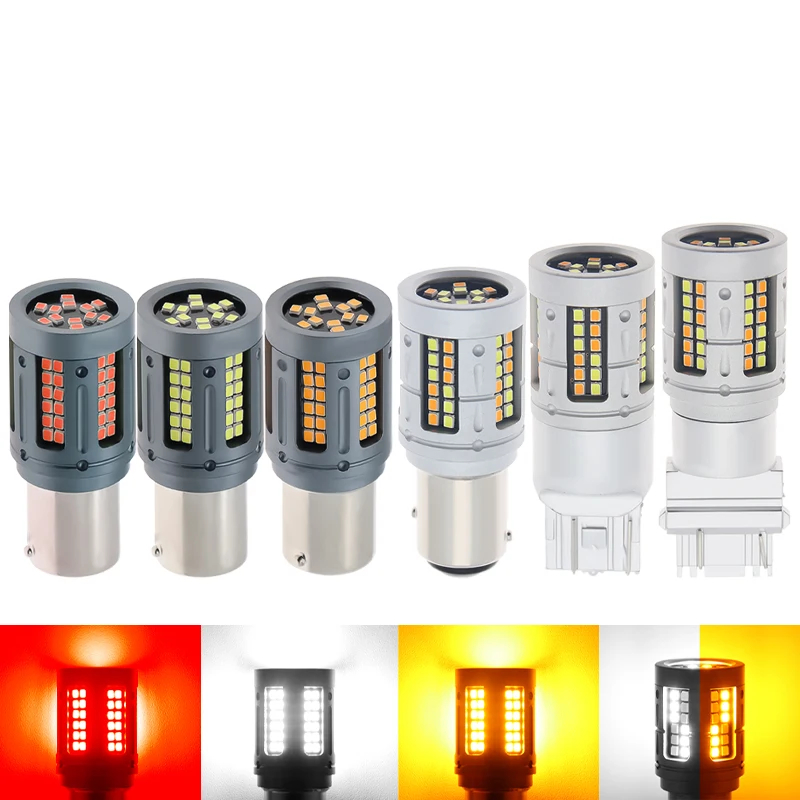 

2PCS BAY15D led brake light 1156 1157 7443 3157 led bulb 72smd canbus lamp white yellow T20 T25 signal light dual color 12V-30V