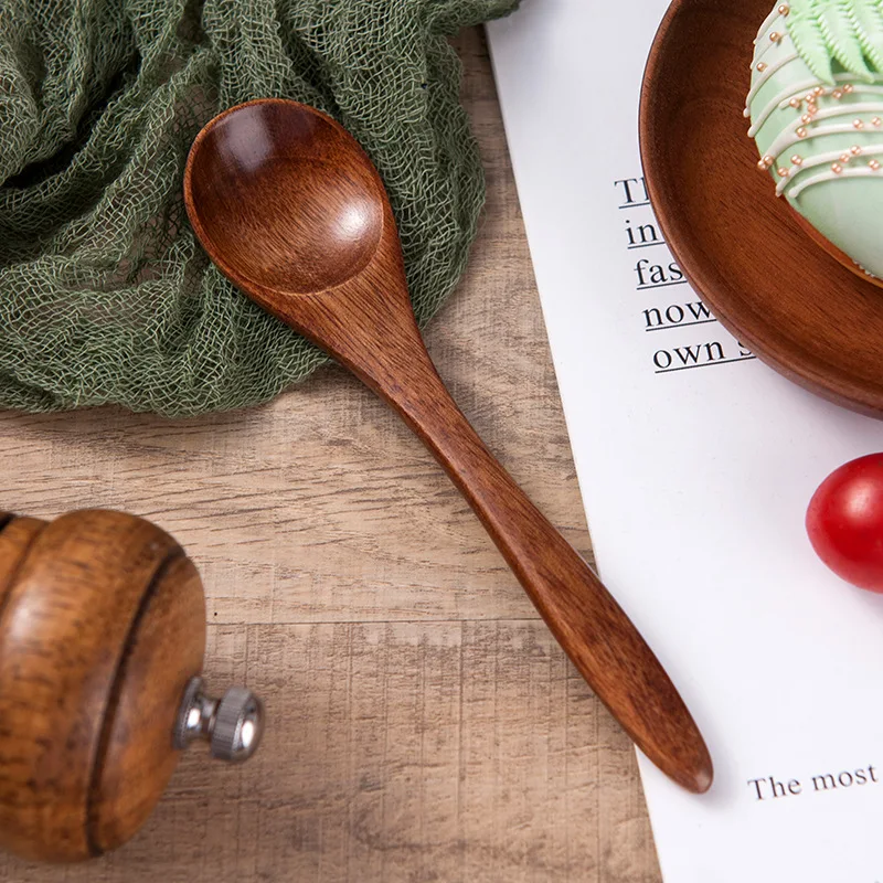 

Japan Style Nanmu Long Handled Spoon Wooden Spoon Rice Spoon Cute Spoon Children Eating and Drinking Soup Wooden Spoon Tableware