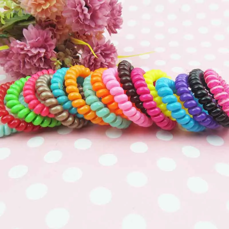 

1 PC of Telephone Lines No Trace Head Color Rope Spiral Hairpin Hair Band Hair Band Plastic Candy Hair Accessories