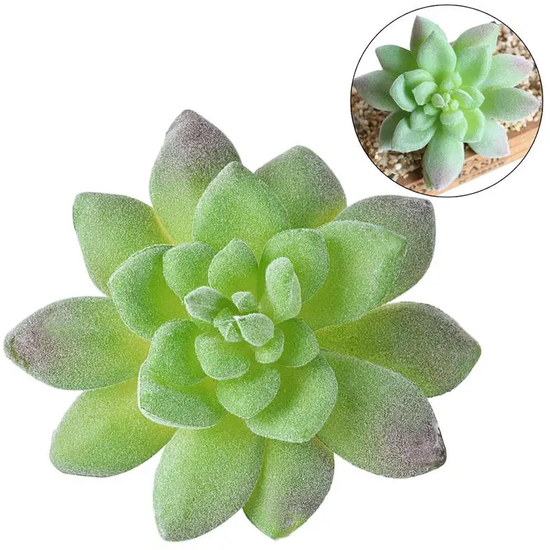 9 Artificial Succulents Green Flocking Plant Bonsai Desktop Fake Plants Valentine Day Christmas Wedding Decoration Plante - Цвет: 9
