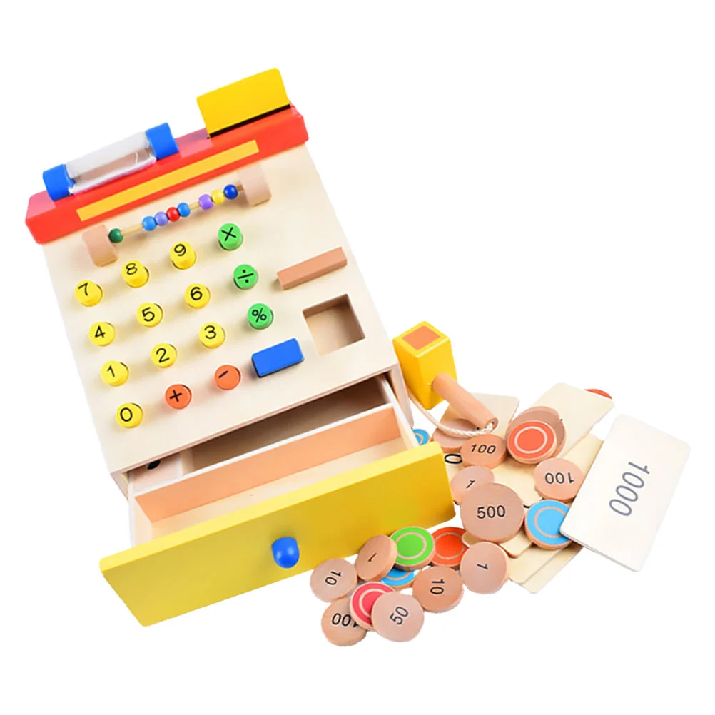 

1 Set of Wooden Imitation Checkstand Toys Children Role-playing Toys (Yellow)