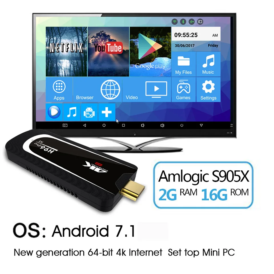 H96 Pro H3 мини ПК Android 7.1.1 Amlogic S905X Penta Core 2 4G 5G Wifi BT4.0 Гб ОЗУ 16 ПЗУ 1080P 4K HD с беспроводной