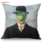 Художник Бельгии Рене Магритт Сюрреализм картина маслом Зеленое яблоко сын человека современное искусство Наволочка на подушку хлопковая льняная наволочка