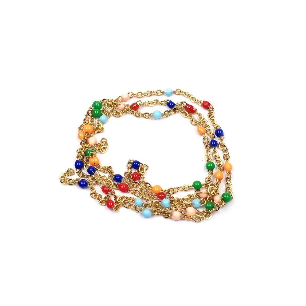 

1 Meter Handmade Wrapped Rosary Chain stone Beads Chains for Necklaces Bracelets Anklet Making DIY Jewelry Findings