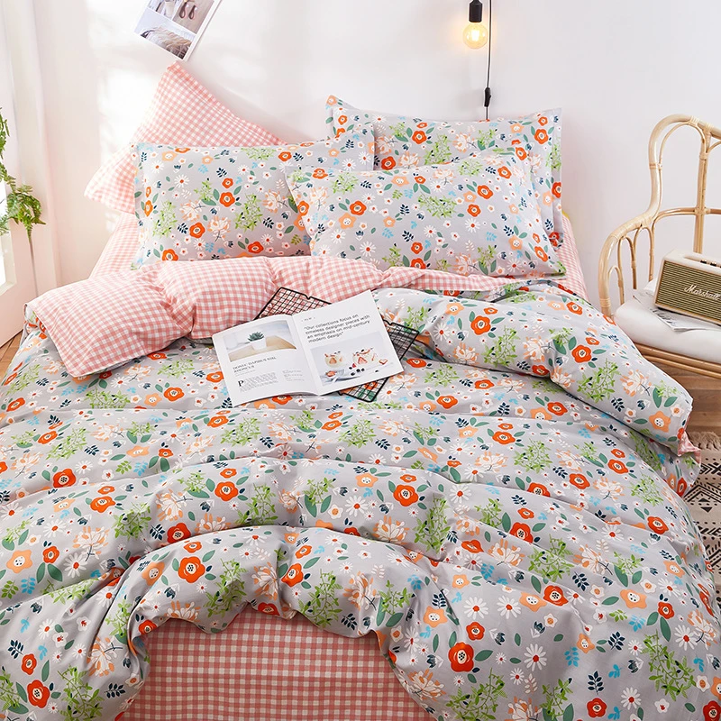 Комплект постельного белья из 4 предметов 100% хлопок простыня наволочка