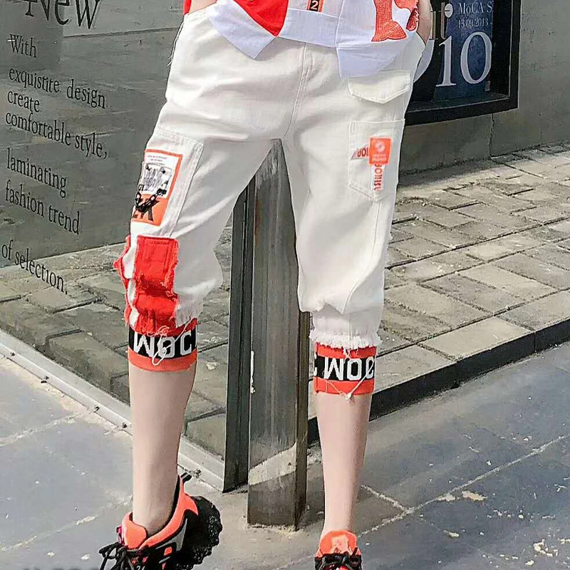 Женские рваные джинсы Max LuLu Винтажные эластичные брюки-султанки в Корейском