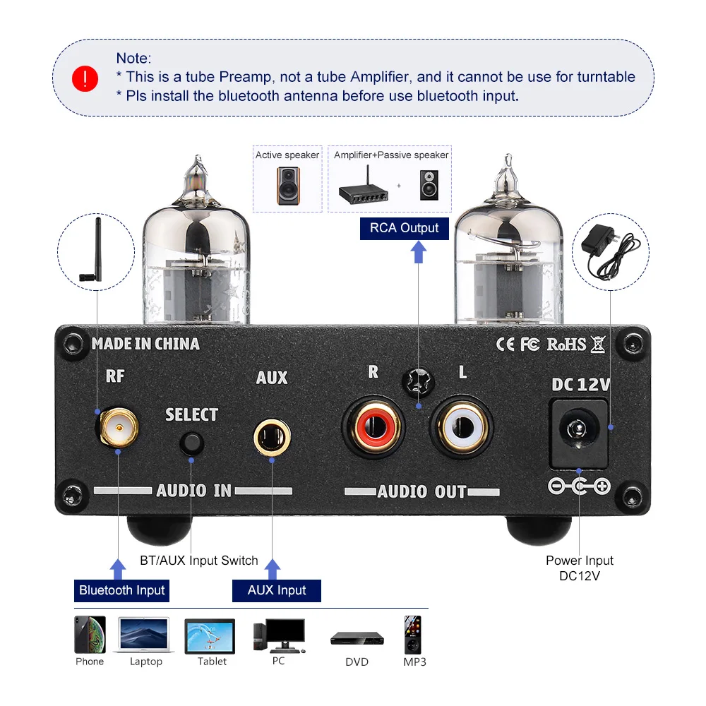 AIYIMA мини 6J1 ламповый усилитель предусилитель стерео желчный буфер с вакуумными