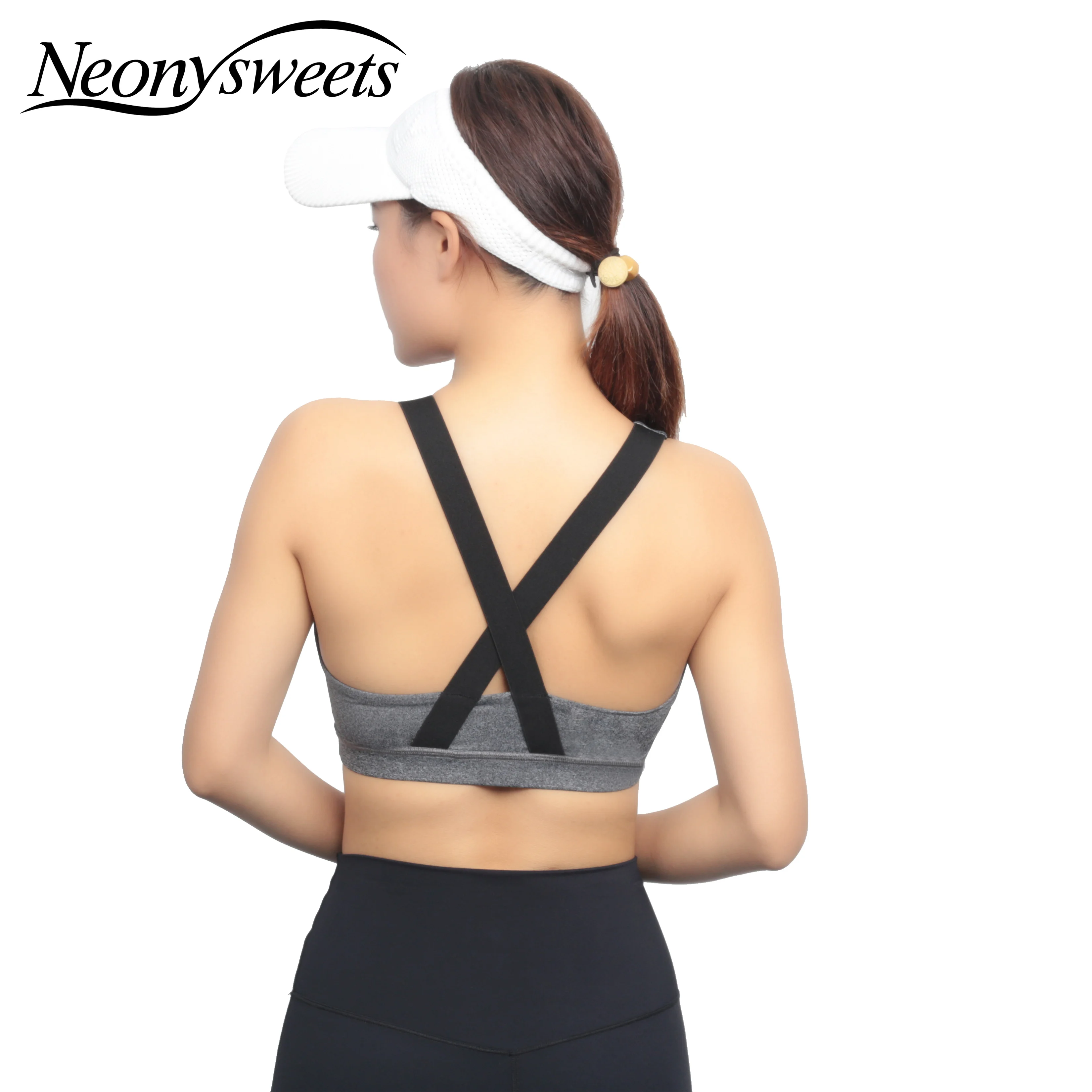 

Neonysweets Tracksuit Tank Yoga Strappy Yoga Bra Top Voor Vrouwen Longline Wirefree Gewatteerde Medium Ondersteuning Sport Bras