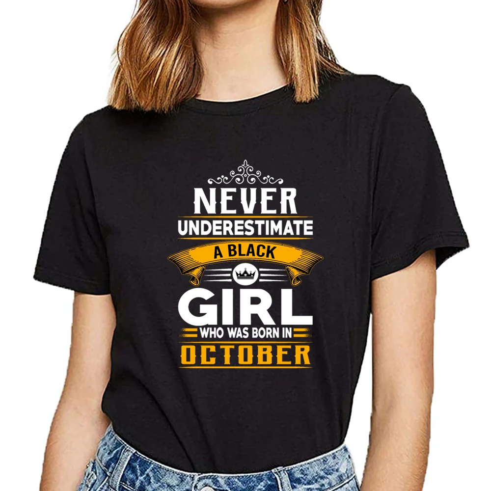 

Tops T Shirt Women october black girl Basic Black Short Female Tshirt