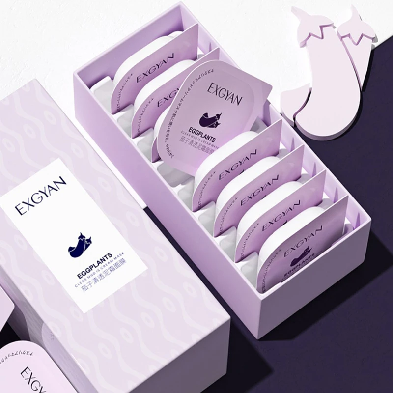 

2021 Natural Eggplant Extract Mud Facial Mask Oil Control Moisturizing Acne Blackhead Deep Cleaning Mask For Eensitive Face