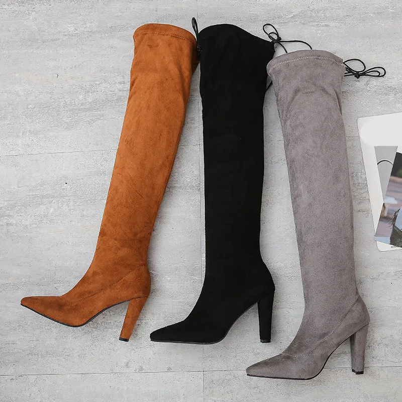 

Туфли на шнуровке роскошные дизайнерские ботинки с круглым носком-Женские привлекательные высокие сапоги на высоком каблуке привлекатель...